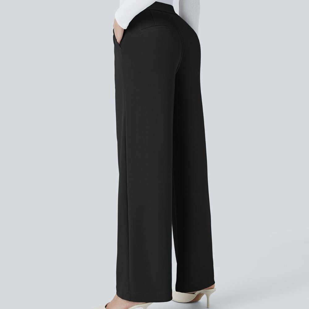 NWT, Halara, high waisted, plicated side pocket, straight leg, crepe work pant